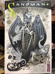 Size: 768x1024 | Tagged: safe, artist:andypriceart, princess luna, tiberius, alicorn, opossum, pony, g4, andy you magnificent bastard, crown, death, death of the endless, dream, dream of the endless, female, hat, hourglass, jewelry, male, mare, marker drawing, one eye closed, regalia, sandman, top hat, traditional art, umbrella, wink