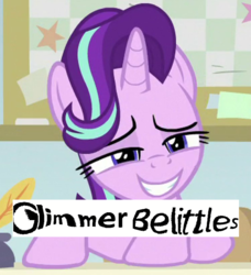 Size: 750x822 | Tagged: safe, artist:peanut_, edit, edited screencap, screencap, starlight glimmer, pony, unicorn, g4, marks for effort, captcha, costanza face, cropped, female, george costanza, horn, inglip, reaction image, smug, solo, starlight glimmer is best pony