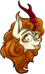 Size: 1288x2108 | Tagged: safe, artist:lrusu, autumn blaze, kirin, sounds of silence, :p, awwtumn blaze, bust, cute, female, happy, looking at you, quadrupedal, silly, simple background, solo, tongue out, transparent background