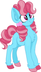 Size: 1761x3079 | Tagged: safe, artist:paskanaakka, derpibooru exclusive, cup cake, earth pony, pony, g4, chest fluff, chiffon swirl, colored hooves, ear fluff, female, mare, missing cutie mark, simple background, smiling, solo, transparent background, young, younger