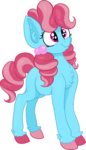 Size: 1761x3079 | Tagged: safe, artist:paskanaakka, derpibooru exclusive, cup cake, earth pony, pony, chest fluff, chiffon swirl, colored hooves, ear fluff, female, mare, missing cutie mark, simple background, smiling, solo, transparent background, younger