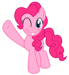 Size: 838x916 | Tagged: safe, artist:darkstorm619, derpibooru exclusive, pinkie pie, earth pony, pony, g4, blushing, female, one eye closed, pinkie pie day, simple background, smiling, solo, transparent background, waving, wink