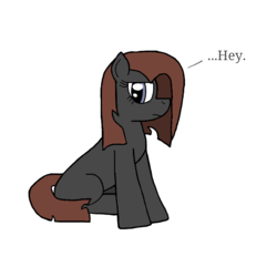 Size: 1024x1024 | Tagged: safe, oc, oc only, oc:scoria, earth pony, pony, female, hair over one eye, lidded eyes, mare, simple background, sitting, solo, unhappy, white background