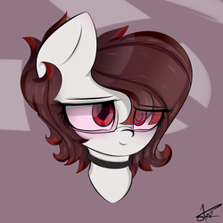 Size: 1200x1200 | Tagged: safe, artist:starmaster, oc, oc only, oc:silverlove, pony, female, glasses, mare, simple background, solo