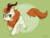 Size: 1600x1200 | Tagged: safe, artist:iheartjapan789, autumn blaze, kirin, g4, sounds of silence, :p, awwtumn blaze, cloven hooves, cute, female, gradient background, green background, prancing, signature, silly, simple background, solo, tongue out