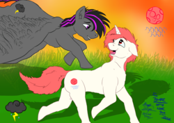 Size: 4603x3264 | Tagged: safe, artist:duskhoof, oc, oc only, oc:blazing moon, oc:storm cloud, fallout equestria, fallout equestria:scoundrels