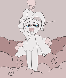 Size: 1280x1518 | Tagged: safe, artist:pabbley, pinkie pie, earth pony, pony, g4, blushing, cotton candy, female, lineart, monochrome, open mouth, partial color, solo