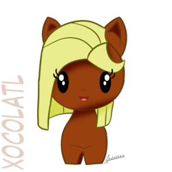 Size: 1080x1080 | Tagged: safe, artist:archooves, oc, oc:xocolatl, earth pony, pony, cute, cutie mark crew, simple background, toy, transparent background