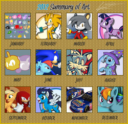 Size: 900x872 | Tagged: safe, artist:fuzon-s, applejack, rainbow dash, soarin', trixie, twilight sparkle, oc, g4, 3d, crossover, furry oc, hope poster, knuckles the echidna, male, miles "tails" prower, sonic channel, sonic the hedgehog, sonic the hedgehog (series)