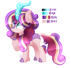 Size: 1312x1246 | Tagged: safe, artist:sugaryicecreammlp, oc, oc only, kirin, cloven hooves, female, offspring, parent:princess cadance, parents:canon x oc, reference sheet, simple background, solo, transparent background