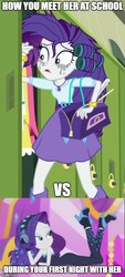 Size: 394x869 | Tagged: safe, edit, edited screencap, screencap, rarity, equestria girls, g4, monday blues, my little pony equestria girls: better together, my little pony equestria girls: summertime shorts, the other side, bare shoulders, beautiful, caption, cropped, crying, geode of shielding, hair curlers, image macro, implied date, magical geodes, makeup, mascarity, running makeup, sleeveless, strapless, text