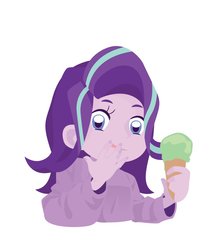 Size: 800x900 | Tagged: safe, artist:c__h__m, starlight glimmer, human, g4, female, food, humanized, ice cream, smiling, solo, younger