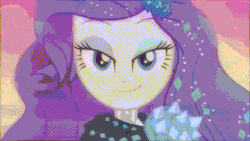 Size: 854x480 | Tagged: safe, edit, edited screencap, screencap, rarity, equestria girls, g4, my little pony equestria girls: better together, the other side, animated, beautiful, bedroom eyes, female, geode of shielding, gif, reversed