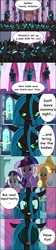 Size: 604x2714 | Tagged: safe, edit, edited screencap, screencap, applejack, queen chrysalis, rarity, twilight sparkle, changeling, changeling queen, earth pony, pony, unicorn, a canterlot wedding, g4, cell (dragon ball), cell jr., comic, death threat, dragon ball, dragonball z abridged, female, floppy ears, mare, mommy chrissy, perfect cell, screencap comic, speech bubble, team four star, this will end in pain, threat