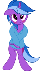 Size: 3000x5260 | Tagged: safe, artist:waveywaves, oc, oc only, oc:aegis moonwalker, pony, unicorn, bipedal, clothes, female, hoodie, mare, simple background, solo, transparent background