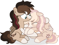 Size: 1600x1212 | Tagged: safe, artist:cirillaq, oc, oc only, oc:coral rose, oc:ryolit, bat pony, pegasus, pony, coat markings, comforting, crying, duo, female, folded wings, mare, simple background, socks (coat markings), transparent background, vector, wings