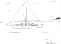 Size: 655x476 | Tagged: safe, artist:tascoby, apple bloom, scootaloo, sweetie belle, g4, boat, cutie mark crusaders, inktober, inktober 2018, ocean, sailboat