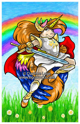 Size: 600x927 | Tagged: safe, artist:daphnelage, oc, oc only, anthro, armor, boots, cape, clothes, crossover, field, gloves, leaping, mashup, obtrusive watermark, rainbow, she-ra, shoes, smiling, sword, watermark, weapon