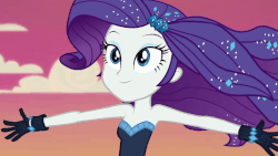 Size: 998x561 | Tagged: safe, screencap, rarity, equestria girls, equestria girls series, g4, the other side, animated, bare shoulders, clothes, cute, female, gem, gif, gloves, music video, raribetes, sleeveless, solo, strapless, titanic