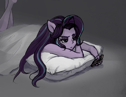 Size: 3767x2905 | Tagged: safe, artist:bushbuck93, starlight glimmer, human, equestria girls, g4, blanket, cellphone, female, high res, legs in air, lying down, phone, pillow, pony ears, smartphone, solo