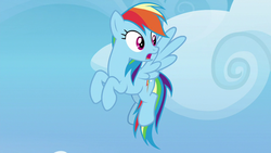 Size: 1280x720 | Tagged: safe, screencap, rainbow dash, pegasus, pony, father knows beast, g4, female, flying, mare, solo