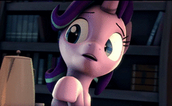Size: 1334x824 | Tagged: safe, starlight glimmer, pony, unicorn, g4, 3d, animated, blinking, confused, female, no sound, solo, webm, youtube link