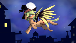 Size: 3840x2160 | Tagged: safe, artist:dashy21, applejack, g4, halloween, halloween costume, hat, high res, holiday, mercy, overwatch, witch hat