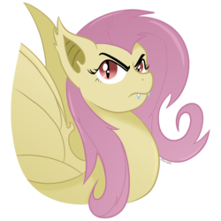 Size: 825x825 | Tagged: safe, artist:pagecartoons, fluttershy, bat pony, pony, g4, female, flutterbat, race swap, simple background, solo, transparent background