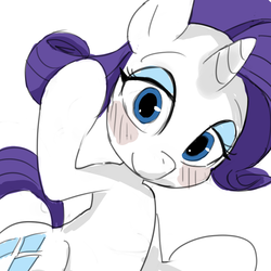 Size: 1000x1000 | Tagged: safe, artist:baigak, rarity, pony, unicorn, g4, blushing, female, looking at you, mare, solo