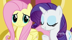 Size: 1920x1080 | Tagged: safe, screencap, fluttershy, rarity, pony, father knows beast, g4