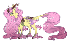 Size: 2993x1819 | Tagged: safe, artist:marbola, fluttershy, kirin, winged kirin, g4, sounds of silence, cloven hooves, colored fetlocks, colored wings, colored wingtips, female, kirin fluttershy, kirin-ified, simple background, smiling, solo, species swap, white background