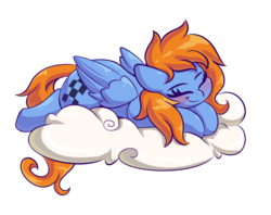 Size: 1280x1015 | Tagged: safe, artist:graphene, oc, oc only, oc:quick trip, pegasus, pony, blushing, cloud, cute, female, hnnng, mare, ocbetes, on a cloud, simple background, sleeping, smiling, solo, transparent background