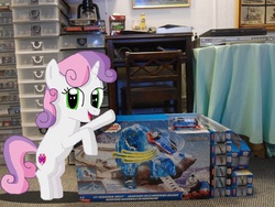Size: 1500x1125 | Tagged: safe, artist:thomaszoey3000, sweetie belle, pony, g4, irl, thomas the tank engine, toy