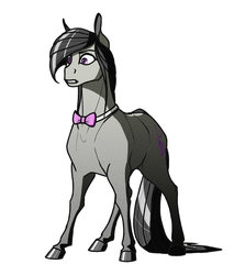 Size: 1024x1202 | Tagged: dead source, safe, artist:akweer, octavia melody, earth pony, horse, pony, g4, bowtie, female, mare, nervous, simple background, solo, white background