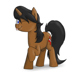 Size: 2000x2000 | Tagged: safe, artist:timsplosion, oc, oc only, oc:doctor haywick, oc:nurse haywick, pony, unicorn, female, high res, looking at you, mare, one eye closed, raised hoof, rule 63, simple background, solo, tongue out, transparent background, wink