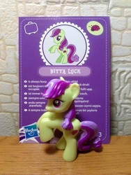 Size: 1620x2160 | Tagged: safe, bitta luck, pony, g4, official, blind bag, blind bag card, irl, merchandise, photo, toy, wave 3