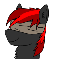 Size: 1058x1055 | Tagged: safe, artist:789it789, oc, oc only, oc:abel, pony, blindfold, bust, d'lirium, game, portrait, red and black oc, simple background, solo, transparent background