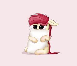 Size: 3500x3000 | Tagged: safe, artist:rainyvisualz, roseluck, g4, cuddling, cute, female, high res, mare, pillow, rosabetes, scared, shy, simple background, small