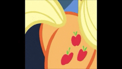 Size: 1280x720 | Tagged: safe, edit, edited screencap, screencap, applejack, earth pony, pony, best gift ever, g4, spike at your service, animated, butt, cropped, eyebrow wiggle, female, mare, no sound, plot, solo focus, webm
