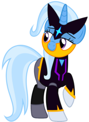Size: 563x768 | Tagged: safe, artist:4-chap, trixie, pony, g4, armor, bass (megaman), clothes, cosplay, costume, crossover, female, mega man (series), megaman x, solo
