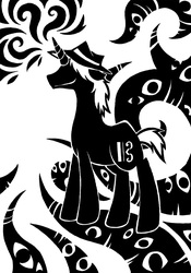 Size: 1136x1624 | Tagged: safe, artist:sunnyclockwork, pony, black and white, dr. clef, grayscale, monochrome, scp, scp foundation, solo
