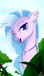 Size: 2160x3727 | Tagged: safe, artist:dashy21, silverstream, classical hippogriff, hippogriff, g4, female, high res, jewelry, necklace, one eye closed, solo, wink