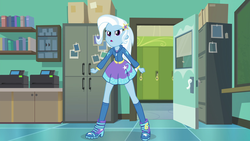 Size: 1920x1080 | Tagged: safe, screencap, trixie, equestria girls, equestria girls series, forgotten friendship, g4, boots, clothes, female, high heel boots, high heels, hoodie, shoes, skirt, socks, solo