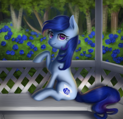 Size: 1660x1608 | Tagged: safe, artist:supermare, oc, oc only, oc:raylanda, pony, commission, scenery, sitting, smiling, solo, tree