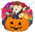 Size: 1024x918 | Tagged: safe, artist:cadetredshirt, oc, oc:hollie, earth pony, pony, candy, clothes, costume, cute, female, food, halloween, hat, holiday, jack-o-lantern, nightmare night costume, ocean, pirate, pirate hat, pirate ship, pumpkin, solo, sunset, sword, weapon, ych result