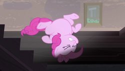 Size: 1200x687 | Tagged: safe, screencap, pinkie pie, earth pony, pony, g4, the cutie map, chubby, eyes closed, fat, female, great moments in animation, mare, pudgy pie, solo