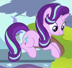 Size: 364x345 | Tagged: safe, screencap, starlight glimmer, pony, unicorn, g4, road to friendship, cropped, cute, female, looking down, mare, riding, smiling, solo, trixie's wagon