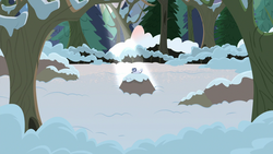 Size: 1280x720 | Tagged: safe, screencap, winterchilla, g4, my little pony best gift ever, ambiguous gender, animal, crepuscular rays, forest, snow, solo, tree, winter