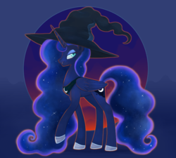 Size: 766x689 | Tagged: safe, artist:mn27, princess luna, alicorn, pony, g4, female, hat, mare, smiling, solo, witch hat
