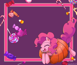 Size: 2600x2200 | Tagged: safe, alternate version, artist:uuunicorn23, pinkie pie, earth pony, pony, g4, eyes closed, female, high res, mare, pumpkin, solo